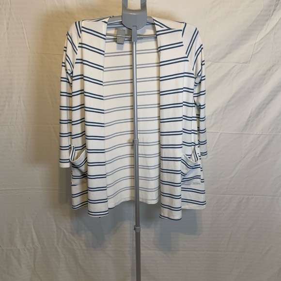 LuLaRoe Sweaters - LuLaRoe White and Navy Striped Open Cardigan